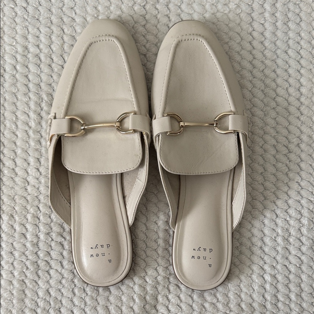 A New Day Cream Mules with Gold Detail